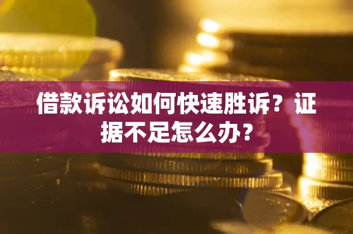 武汉借款诉讼如何快速胜诉？证据不足怎么办？